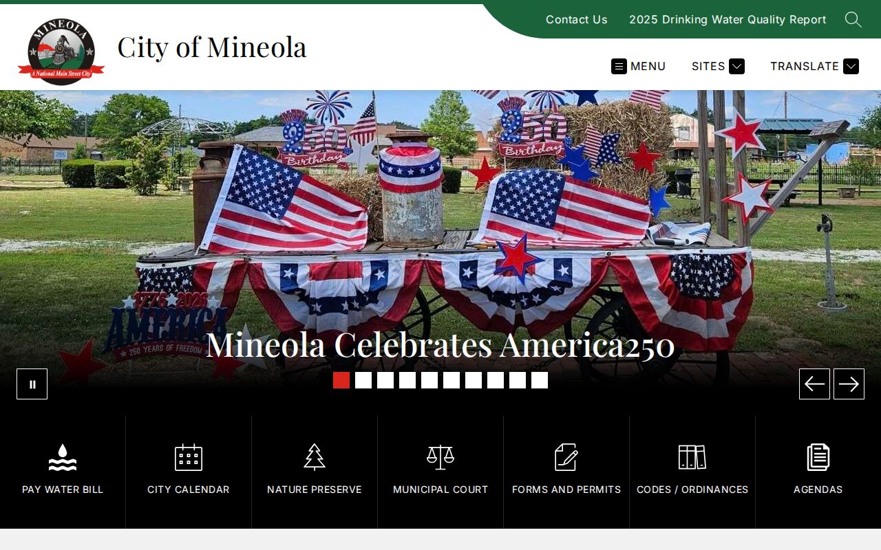 Mineola criminal records route at the city complex and Police Department