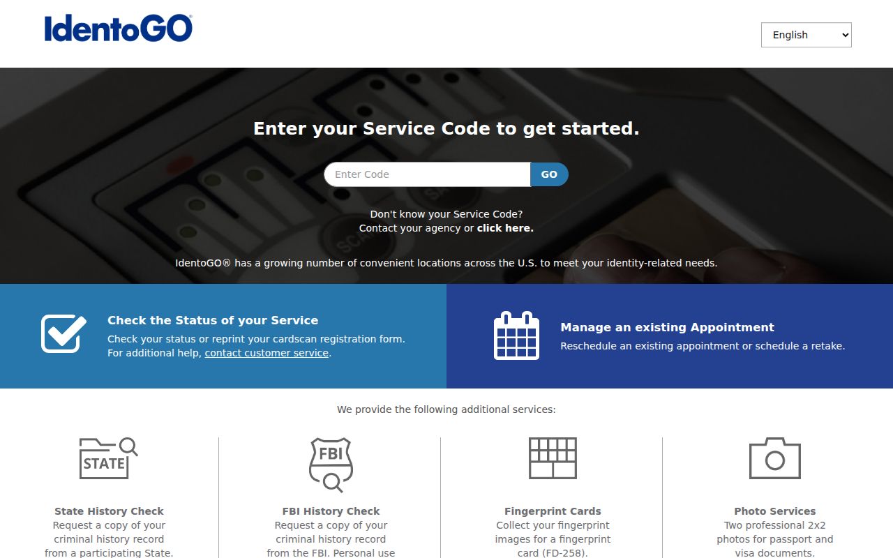 FAST fingerprint appointment screen for reviewing Wood County criminal court records