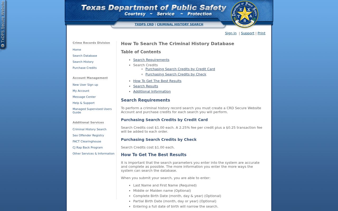 Texas DPS guidance relevant to Wood County criminal court case matching